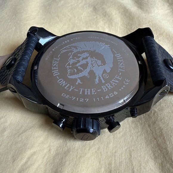 Diesel Men's Mr. Big Daddy Black Leather Chronograph Watch DZ7127 - Picture 7 of 11